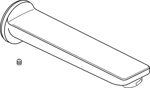 Chromfarbener Auslauf für Wand-WT-Armatur von Ideal Standard, mit klaren Linien und einem zugehörigen kleinen Gewinde.